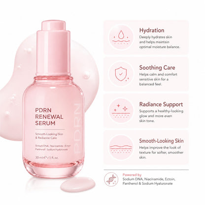 PDRN Renewal Serum benefits for smooth-looking skin, radiance, barrier support and hydration