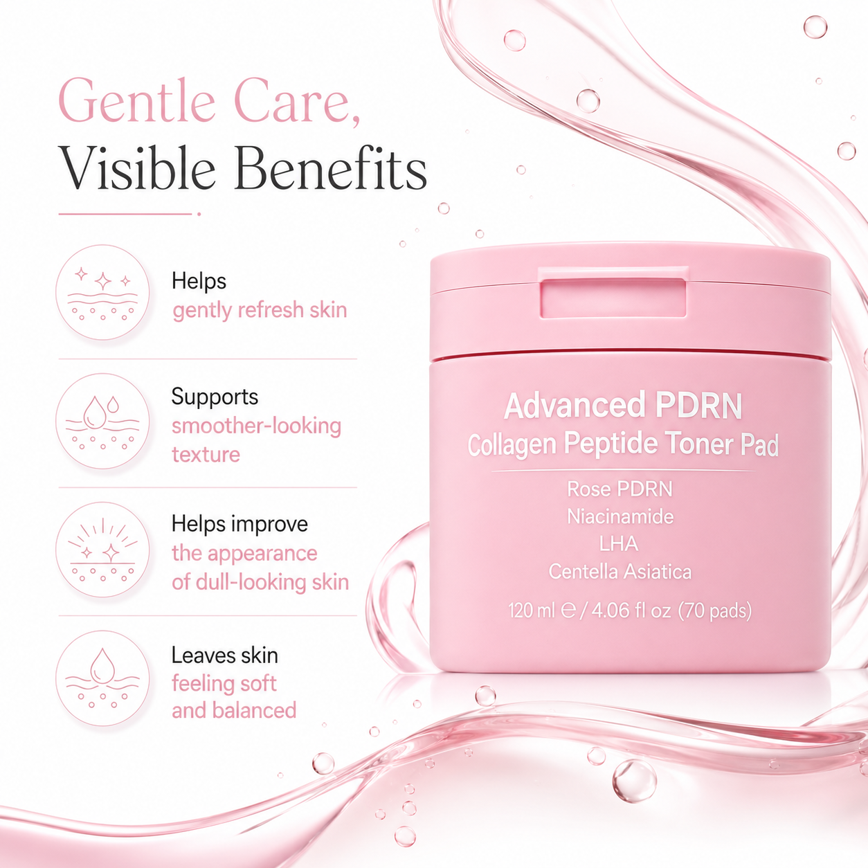 PDRN toner pads benefits for pore care smooth look and gentle exfoliation