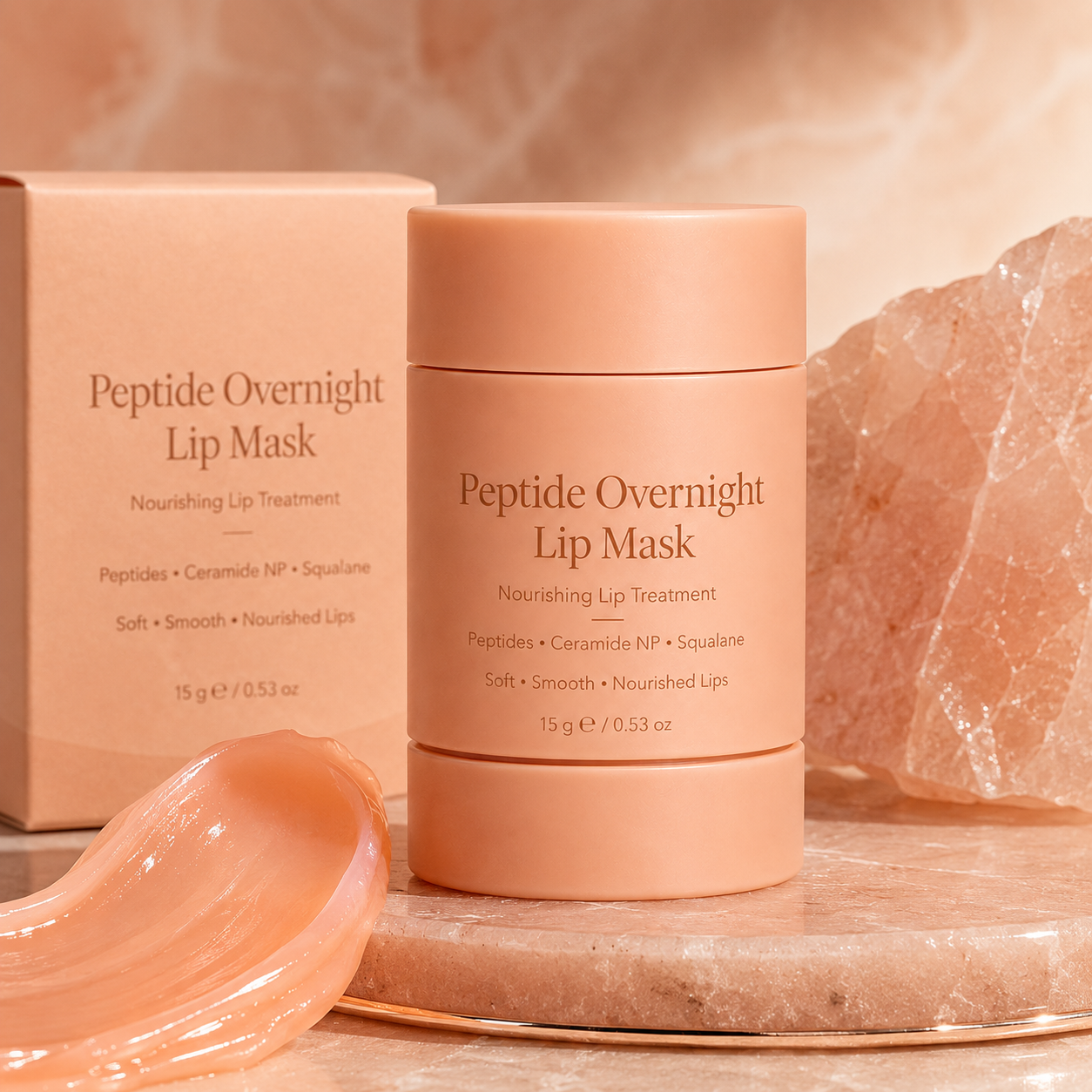Smooth moisturizing texture of peptide overnight lip mask