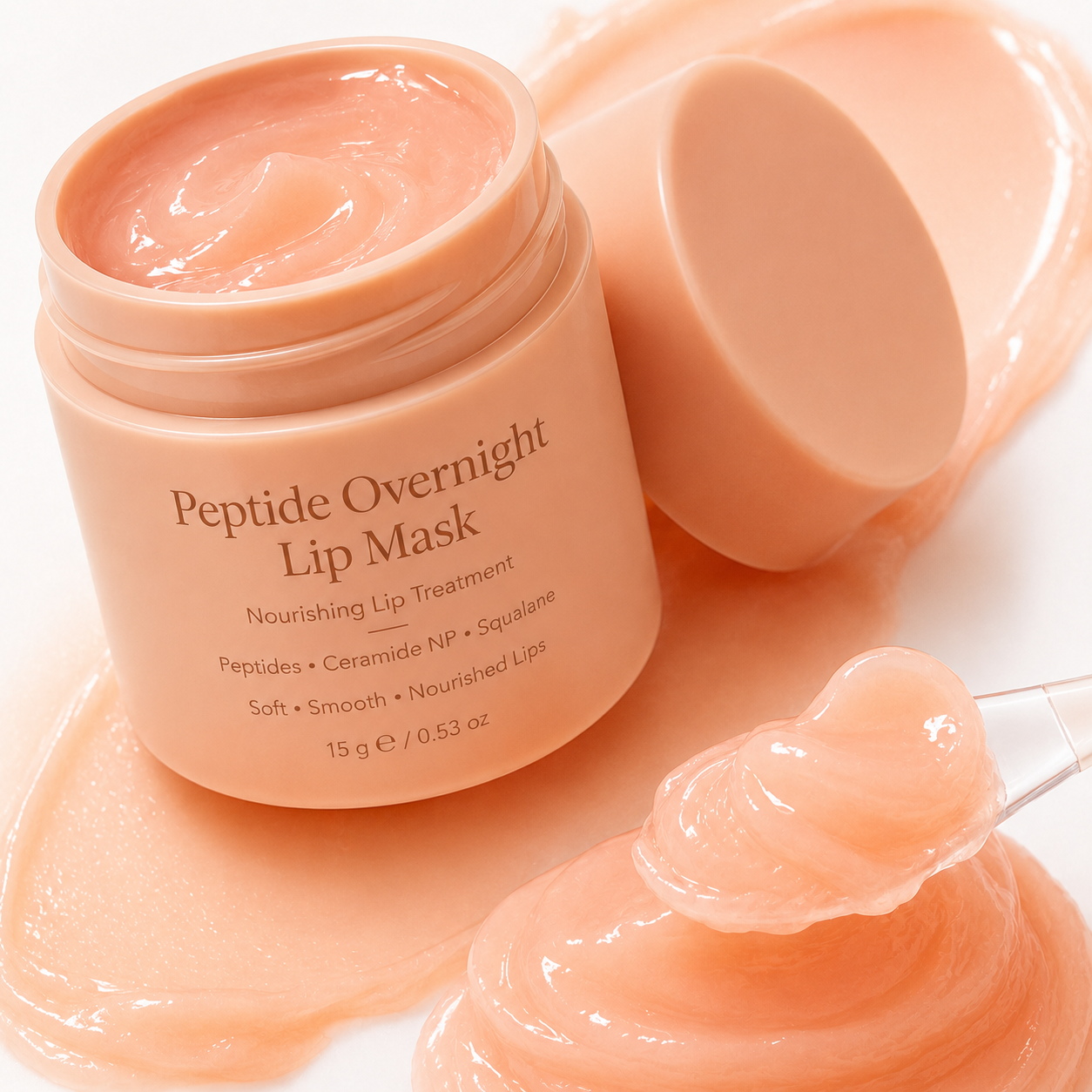 Peptide overnight lip mask rich balm texture for lip care product page