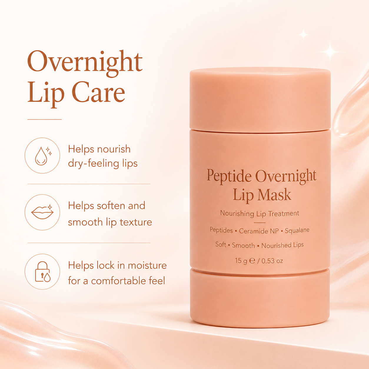 Peptide overnight lip mask benefits for soft lips smooth look and overnight care