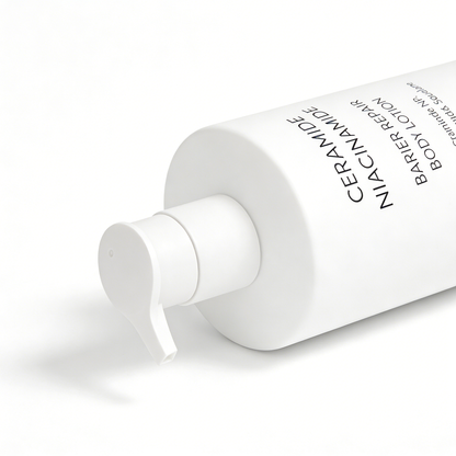 Private label ceramide body lotion bottle and box packaging