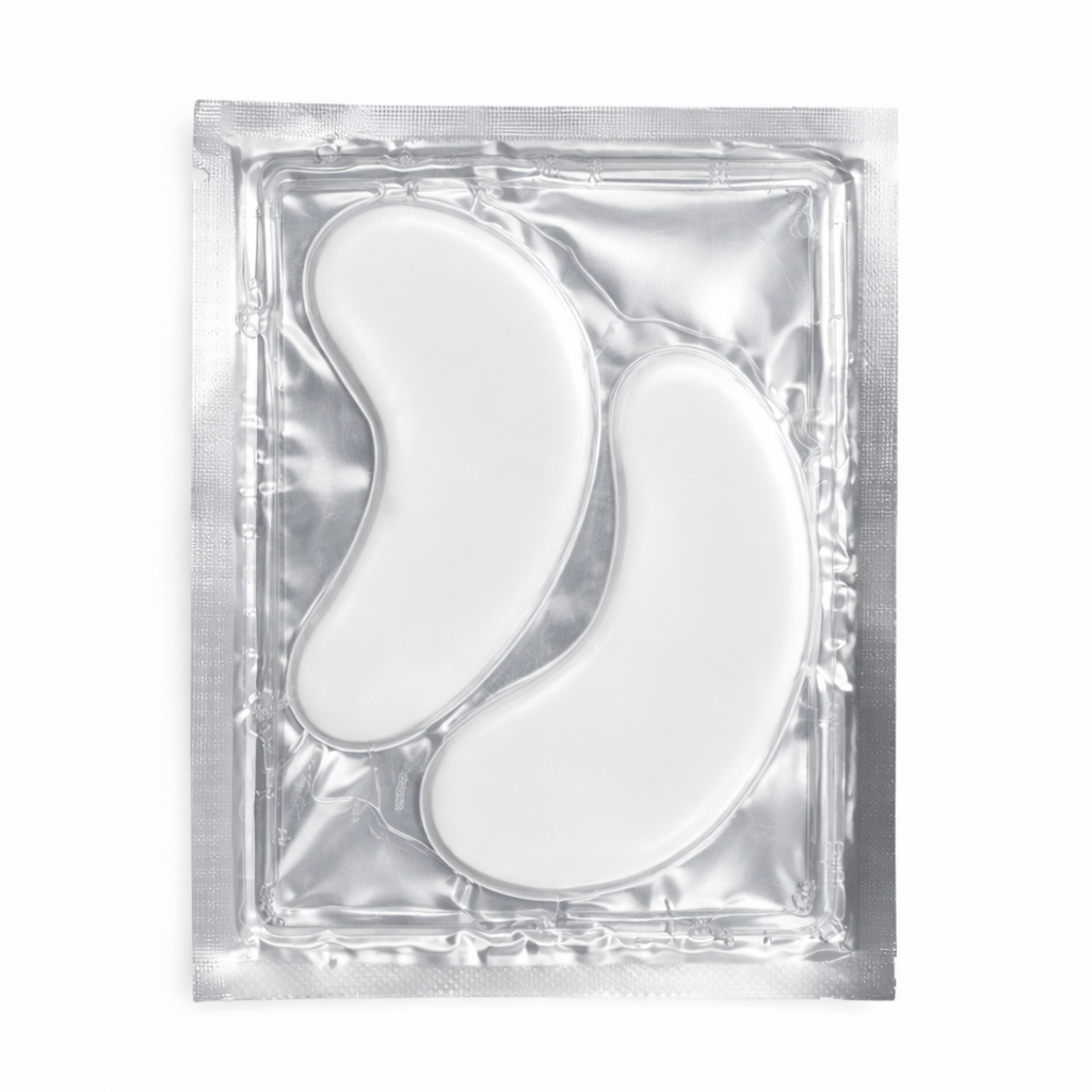 Custom packaging for private label milky white hydrogel eye masks