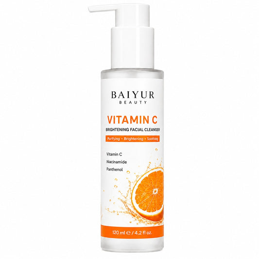 Baiyur Beauty Vitamin C Brightening Facial Cleanser bottle on white background