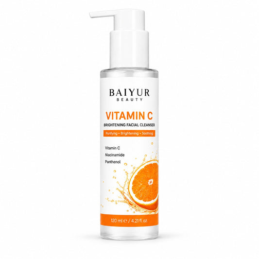 Baiyur Beauty Vitamin C Brightening Facial Cleanser bottle on white background