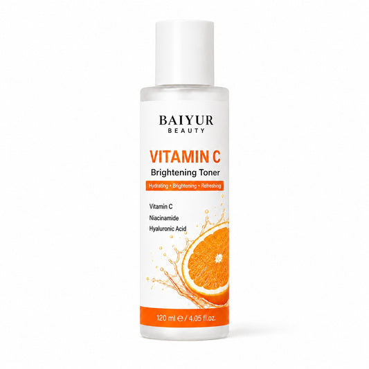 Baiyur Beauty Vitamin C Brightening Toner bottle on white background