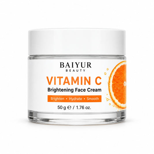 Baiyur Beauty Vitamin C Brightening Face Cream jar on white background