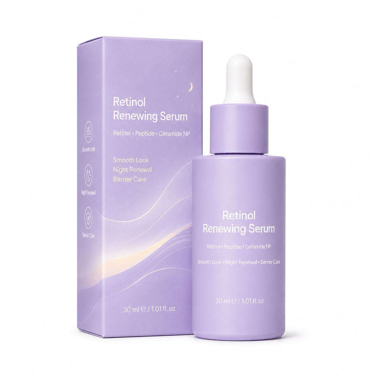 Retinol renewing serum paper box packaging for private label skincare