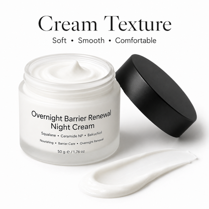 Rich non-sticky night cream texture for overnight facial moisturizer