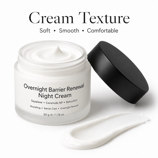 Rich non-sticky night cream texture for overnight facial moisturizer