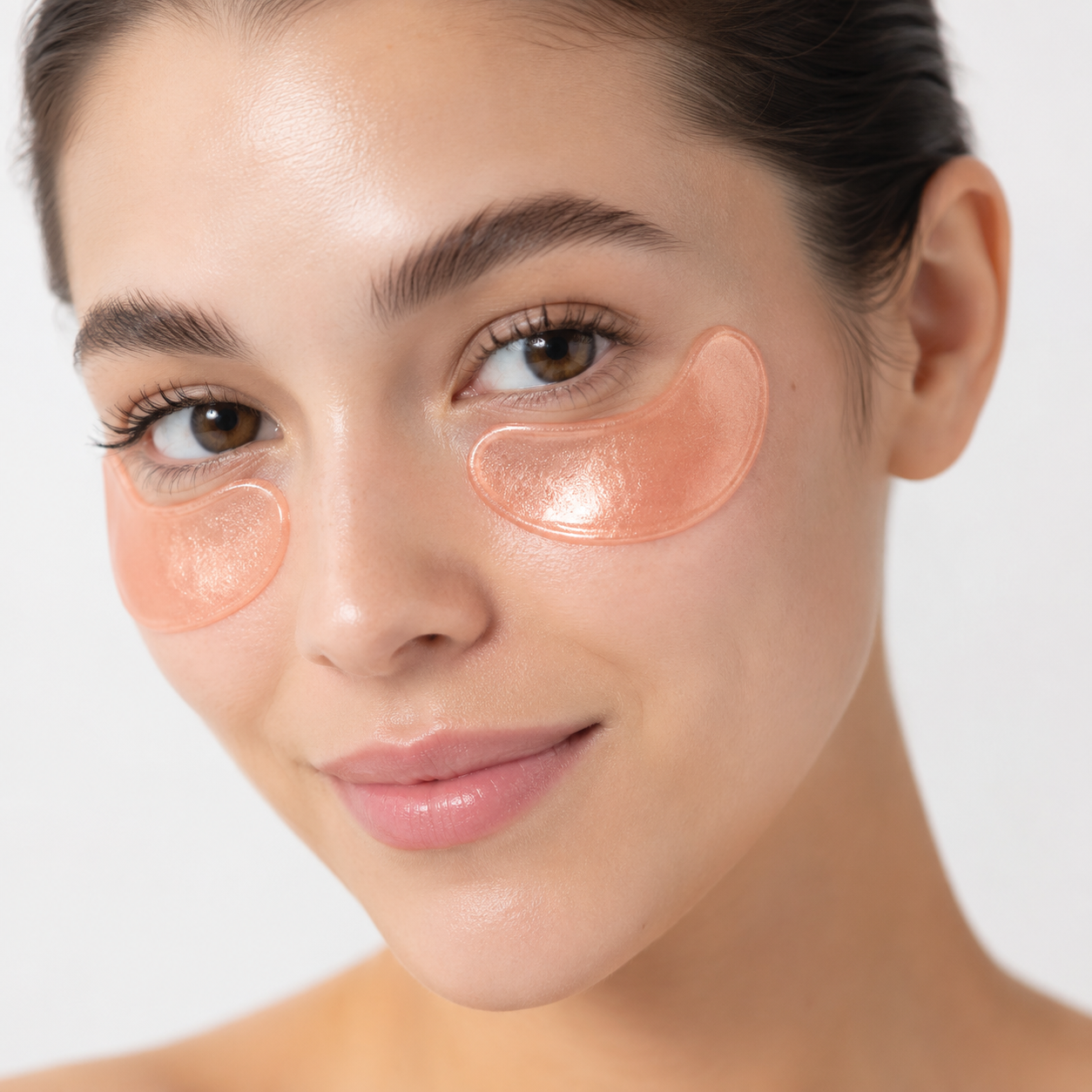 Rose gold hydrogel under eye patches with shimmering cooling texture