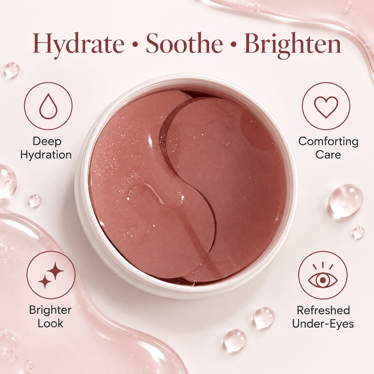 Rose PDRN Hydrogel Eye Patches for hydration, soothing and brighter-looking under-eye skin