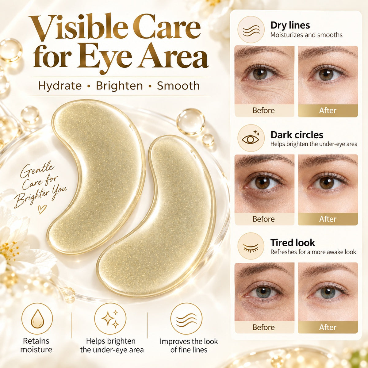 Clear shimmer eye patches for dry lines dark circles and tired-looking eyes