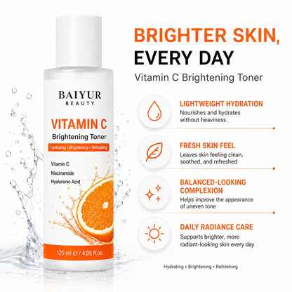 Vitamin C Brightening Toner benefits for lightweight hydration, fresh skin feel, balanced-looking complexion and daily radiance care