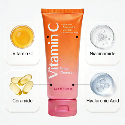 Vitamin C cleanser key ingredients for gentle brightening skincare