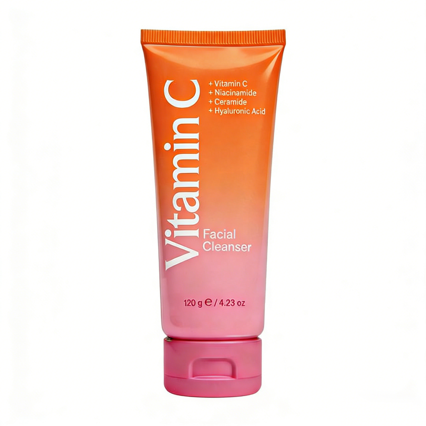 Vitamin C cleanser private label facial wash product on white background