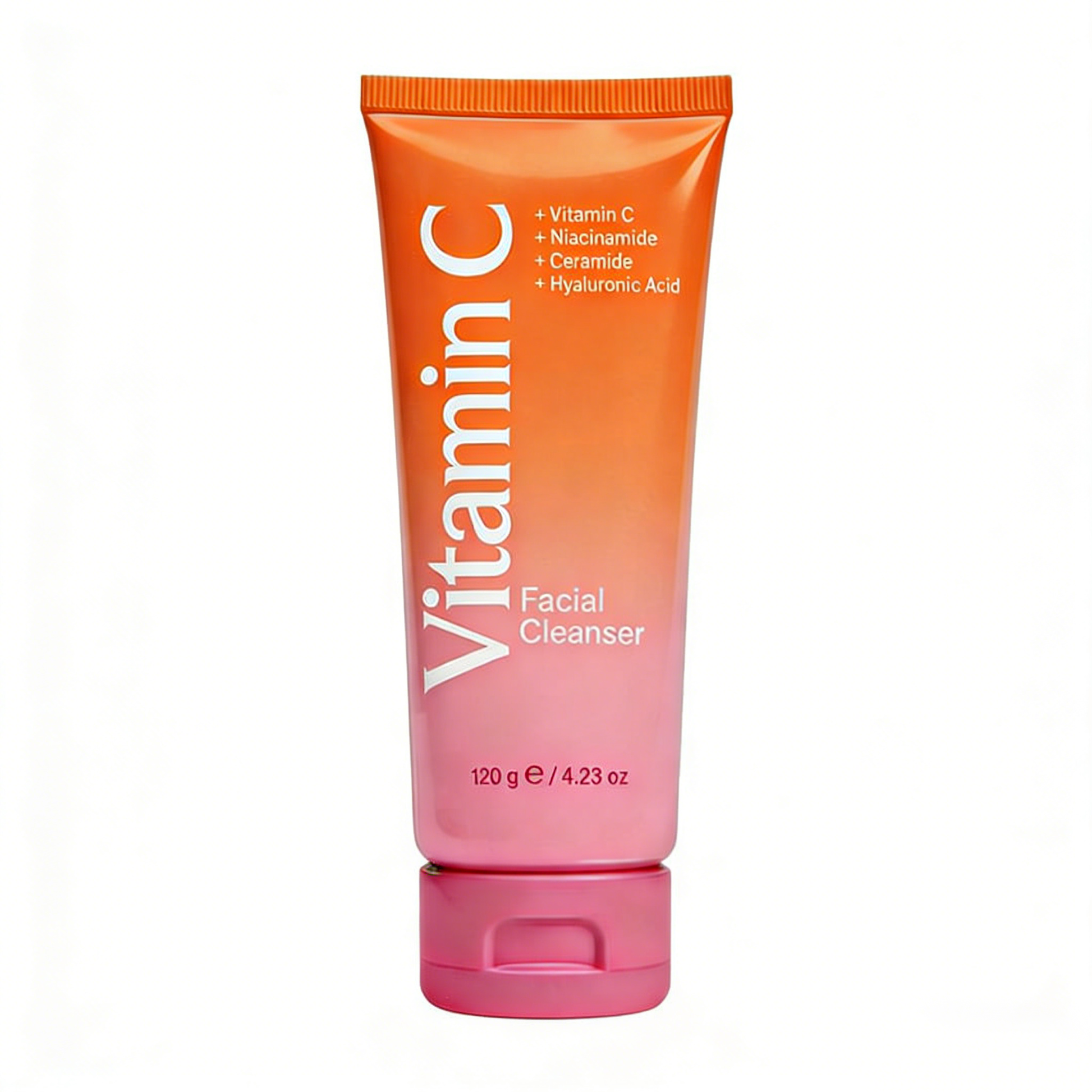 Vitamin C cleanser private label facial wash product on white background