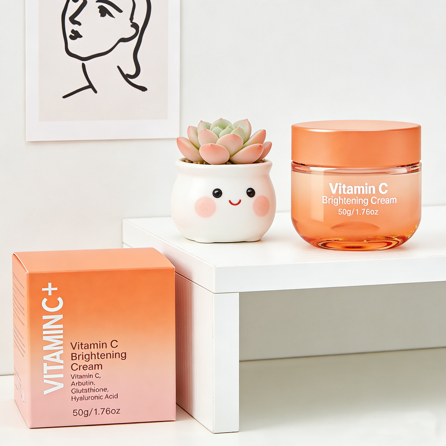 Vitamin C brightening moisturizing cream for skincare product page